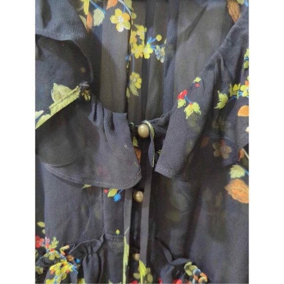 Anthropologie Floral Jamison Ruffles Flowy Blouse Whimsy Goth Tunic Top Boho M - Picture 13 of 16